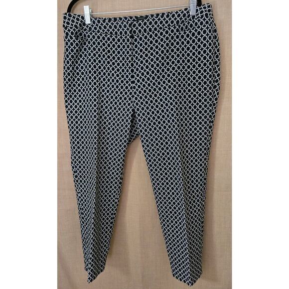 Talbots Womens Black Lattice Jacquard Hampshire Straight Leg Ankle Pants Sz 14WP - Picture 1 of 9
